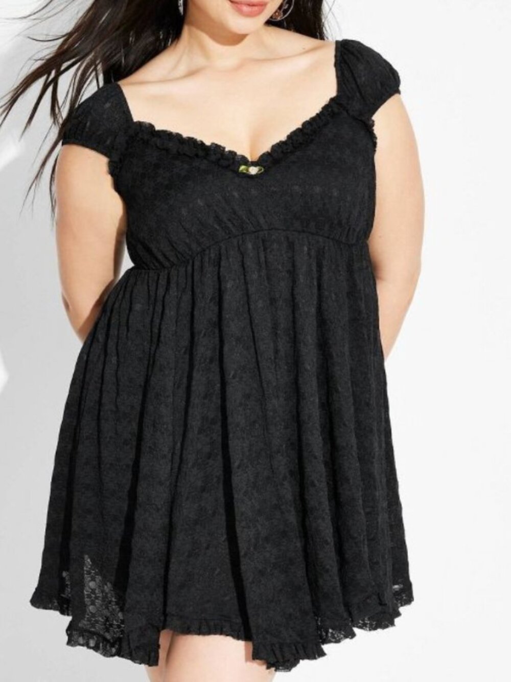 black lace handkerchief hem dress